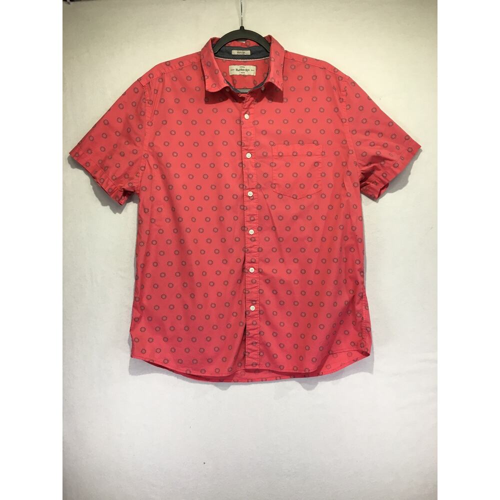 Hawker Rye Men's Button Down Short Sleeve Shirt Small Red Regular Fit Stretch